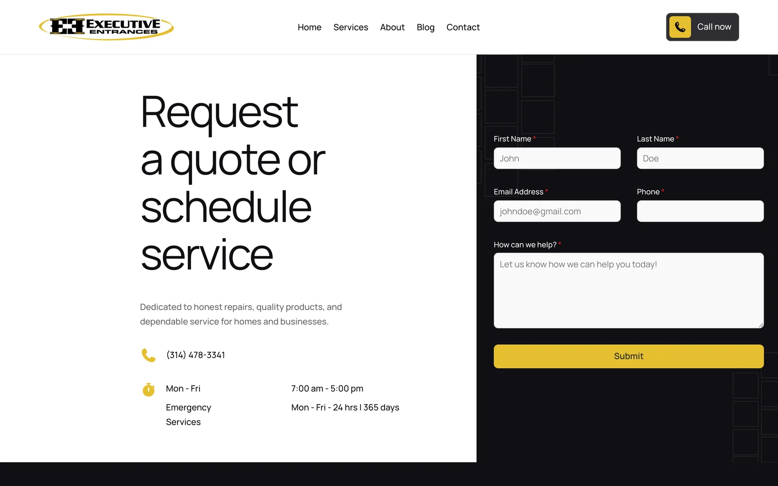 Quote request page