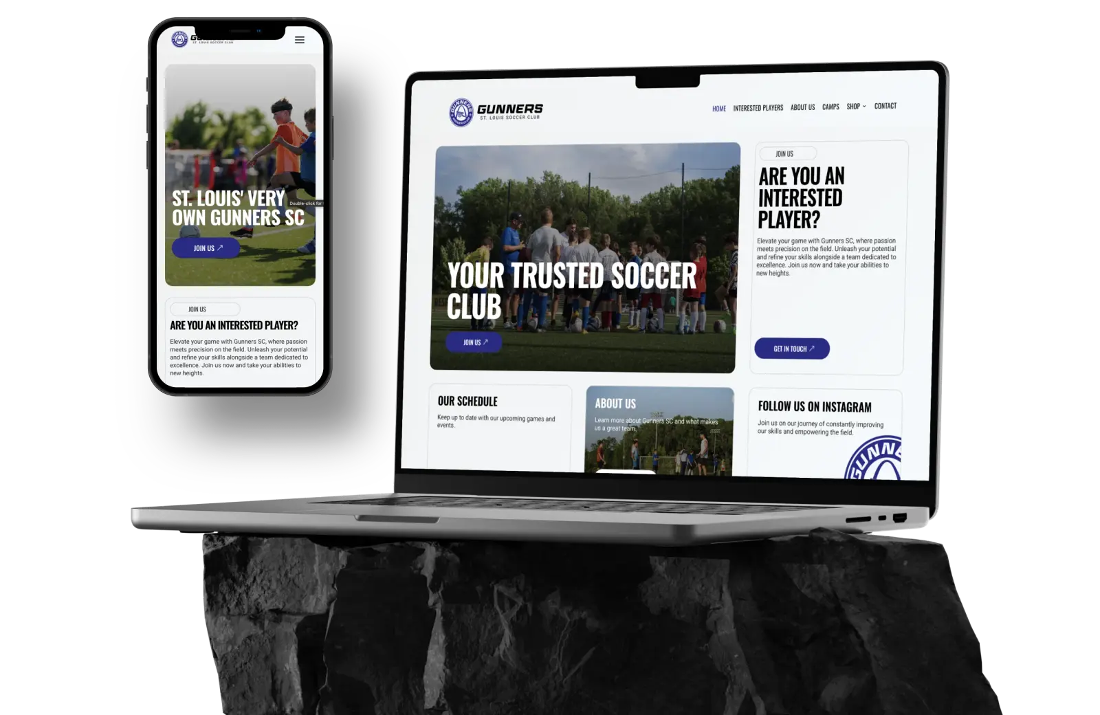 Website on a laptop and phone