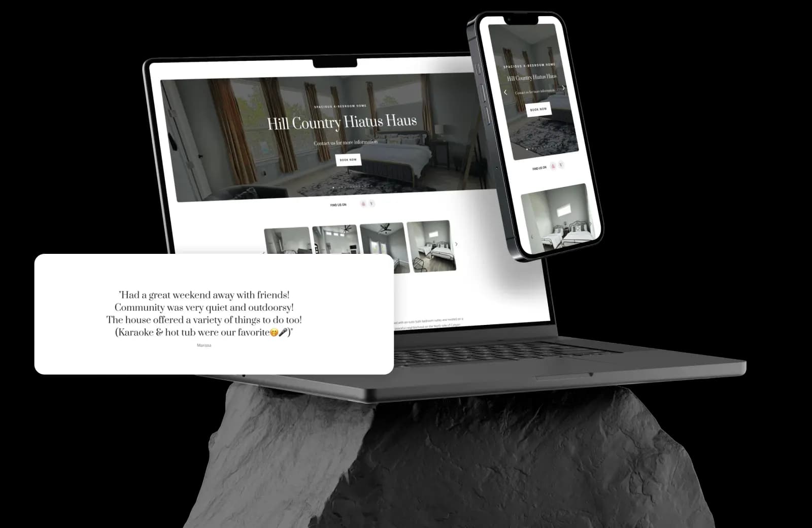 Website on a laptop and phone