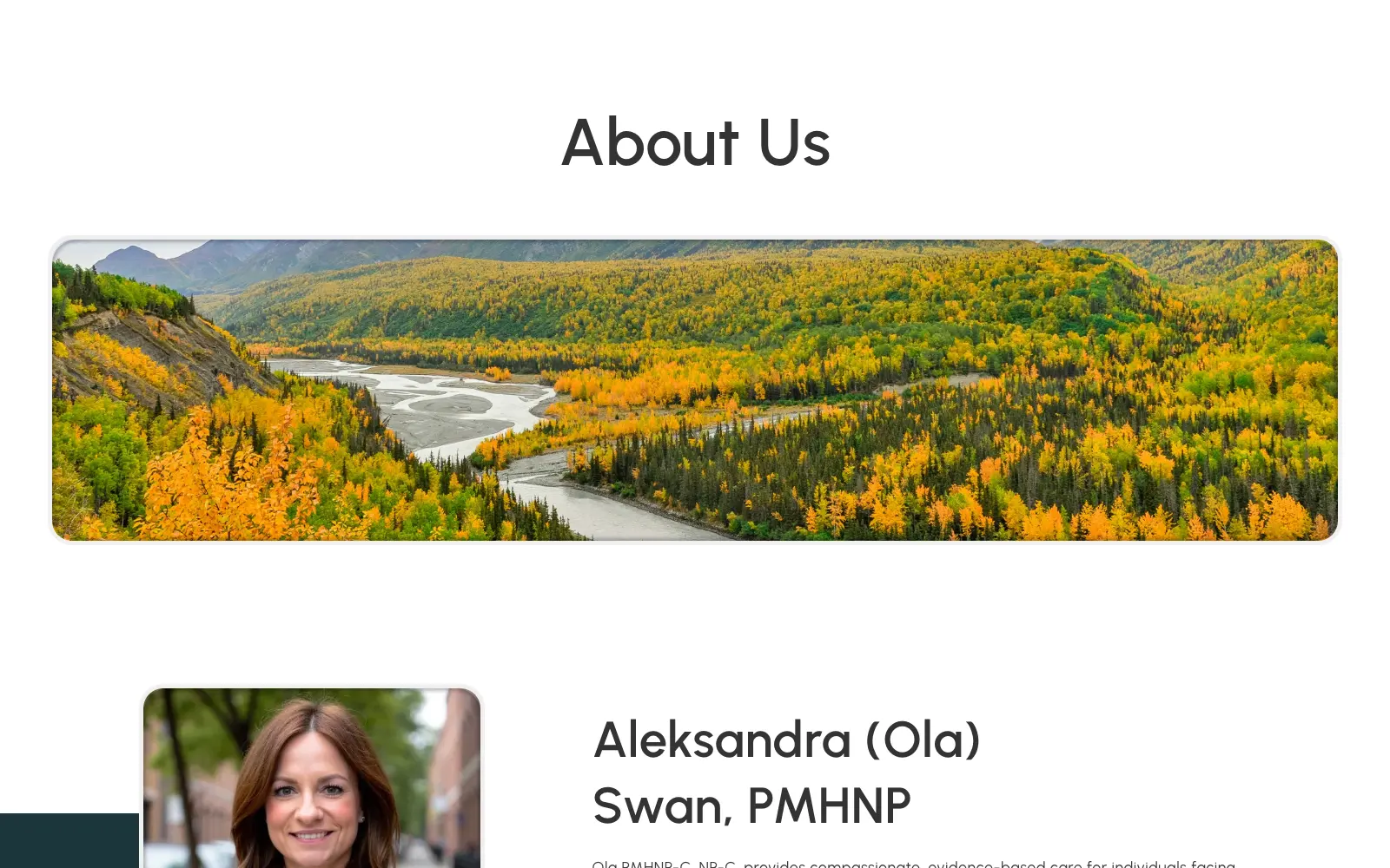 About page with the provider's bio