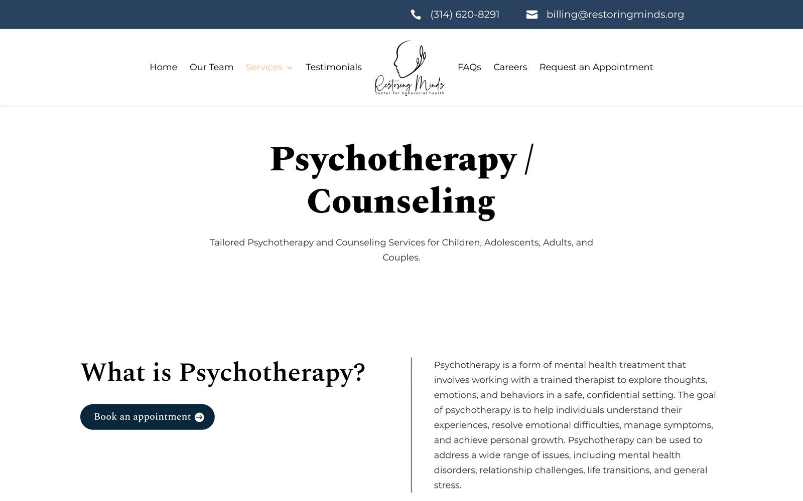 Psychotherapy and counseling service page