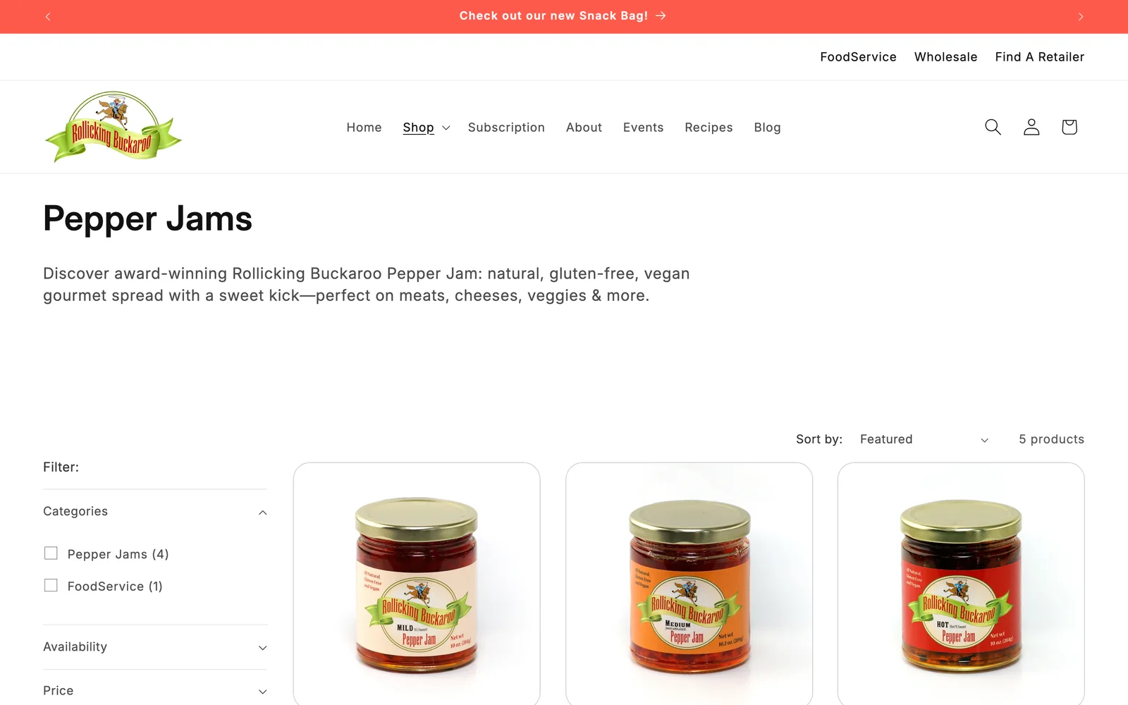 Pepper jams collection page