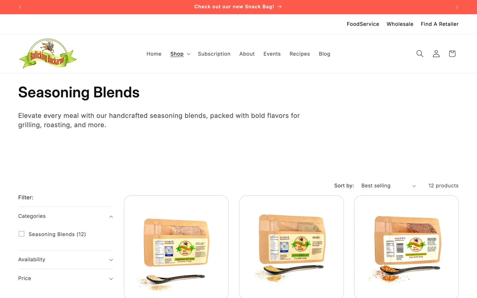 Seasoning blends collection page