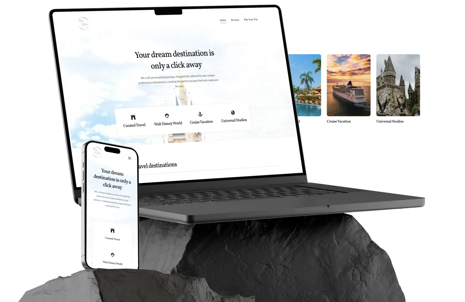 Website on a laptop and phone