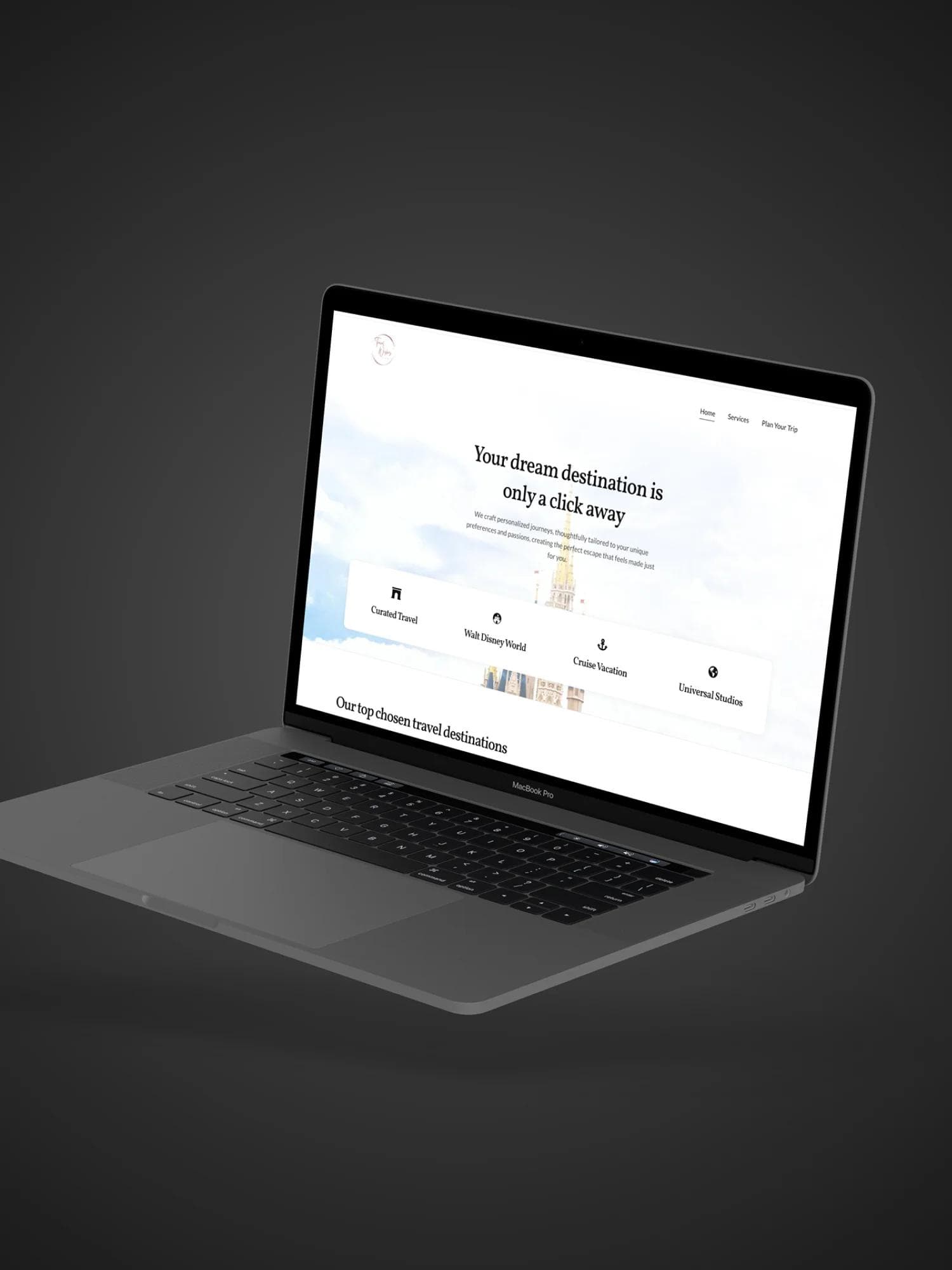 Travel Wishes By April website on a laptop