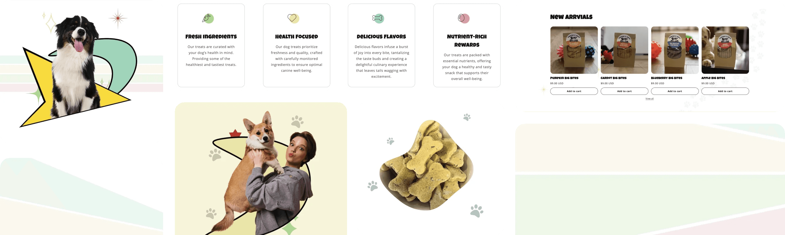 Winston & Faith Baking Co. ecommerce website design UI elements.
