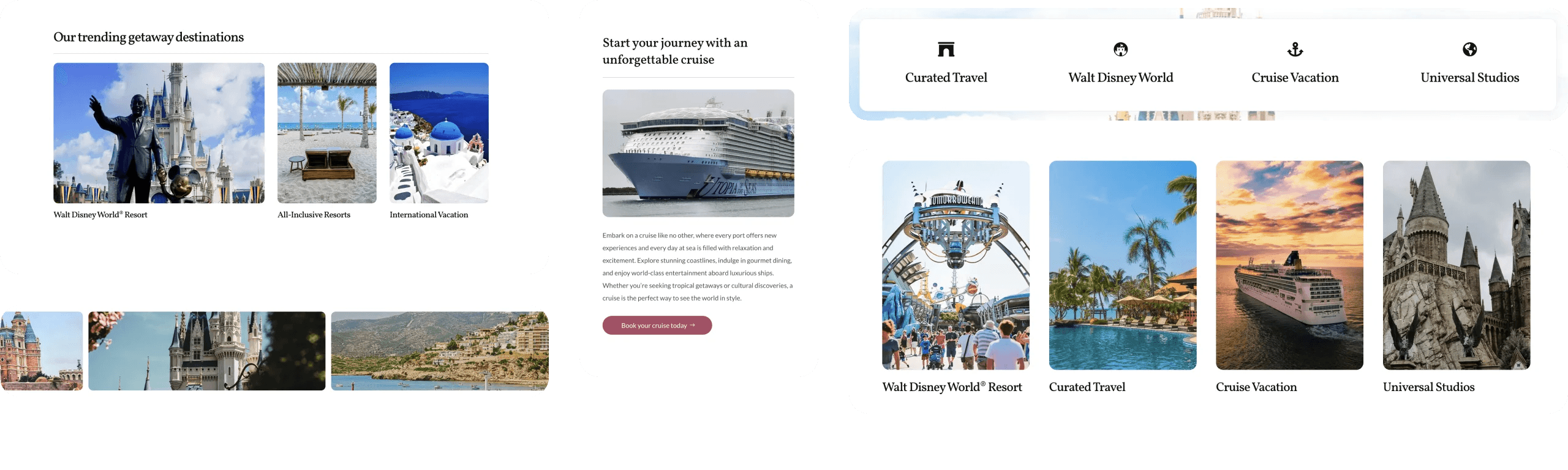 Travel Wishes By April UI/UX design elements