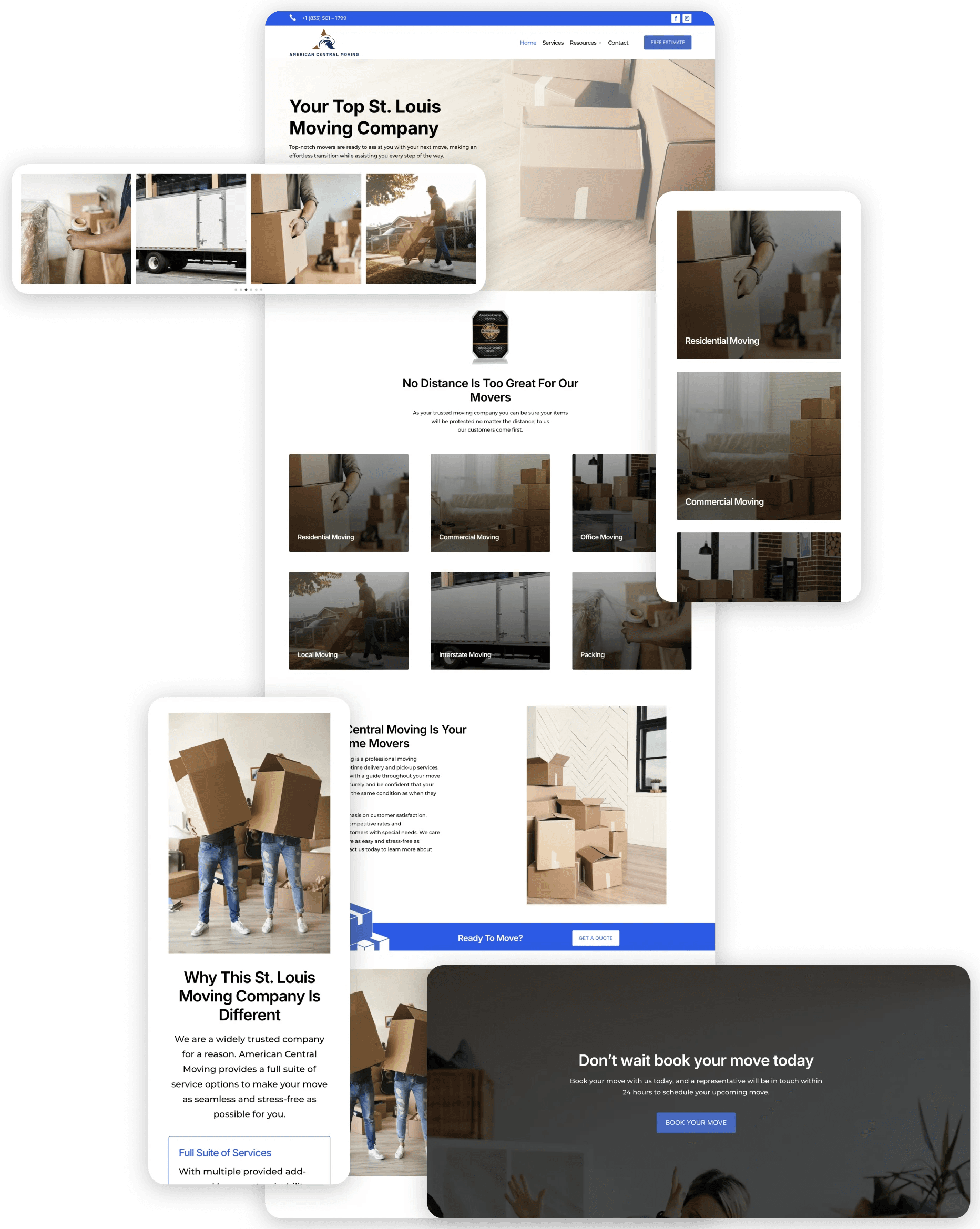 American Central Moving website design elements